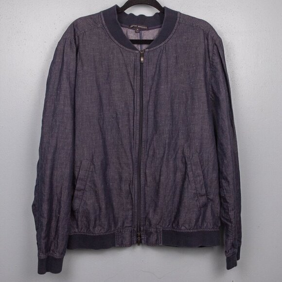 Robert Barakett Harrison cotton and linen blend zip up bomber jacket-XL - Picture 1 of 5